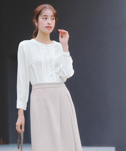 【クリアランスセール】ピンタック配色ブラウス