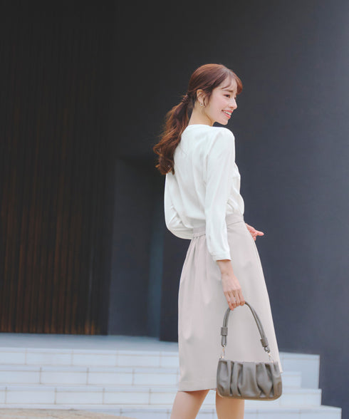 【クリアランスセール】ピンタック配色ブラウス