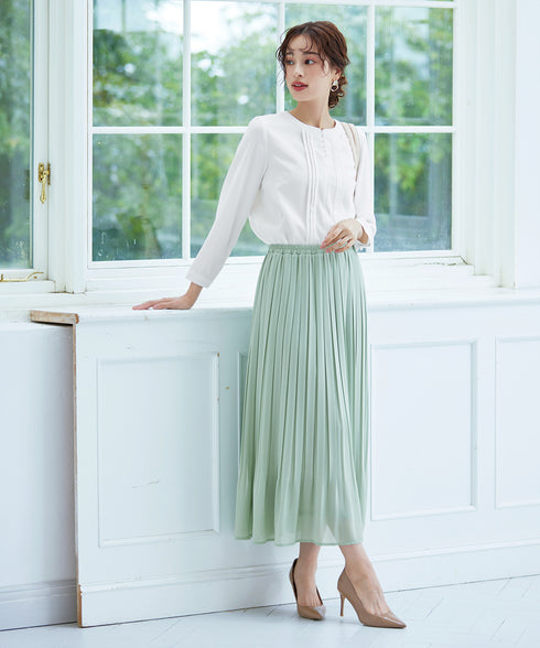 【クリアランスセール】ピンタック配色ブラウス