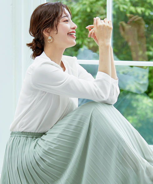 【クリアランスセール】ピンタック配色ブラウス