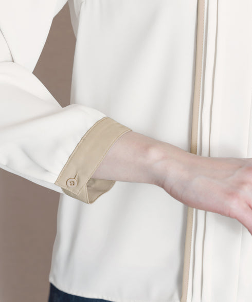 【クリアランスセール】ピンタック配色ブラウス