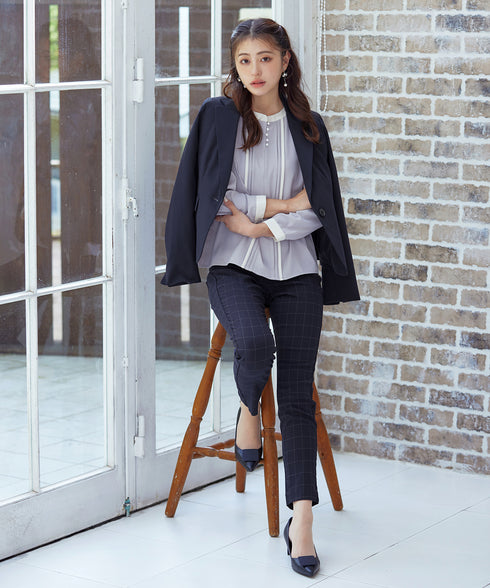 【クリアランスセール】ピンタック配色ブラウス