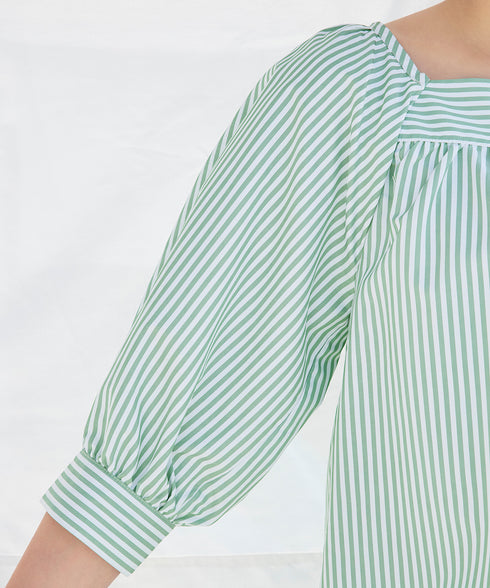 【アウトレット】ストライプパフスリーブブラウス