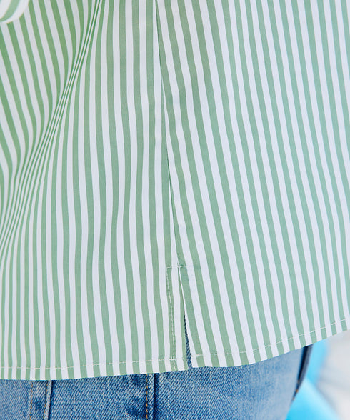 【アウトレット】ストライプパフスリーブブラウス