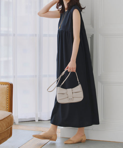 【安田美沙子さん着用 / アウトレット / 2way】リボンギャザーミニバッグ