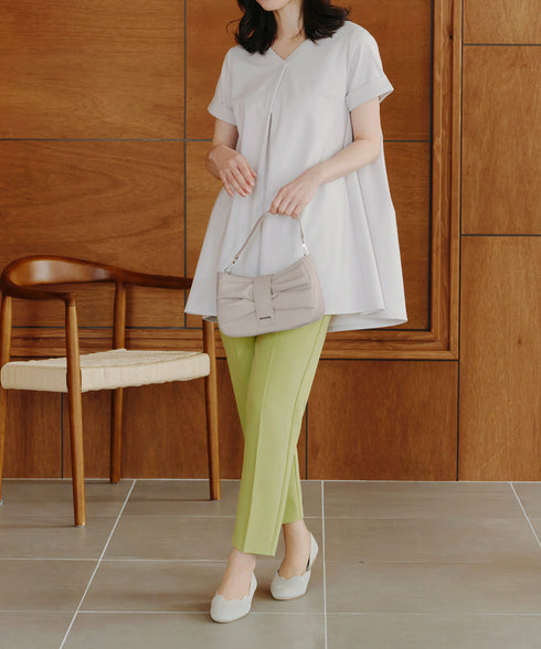 【安田美沙子さん着用 / アウトレット / 2way】リボンギャザーミニバッグ