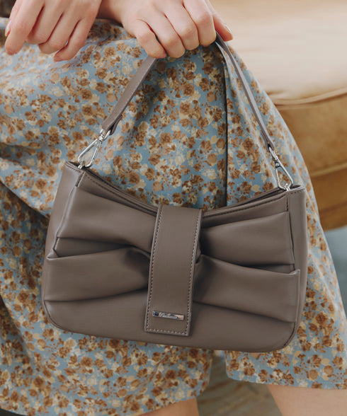 【安田美沙子さん着用 / アウトレット / 2way】リボンギャザーミニバッグ