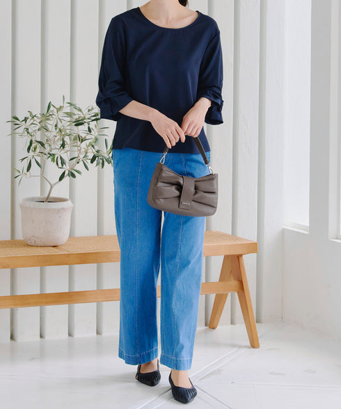 【安田美沙子さん着用 / アウトレット / 2way】リボンギャザーミニバッグ