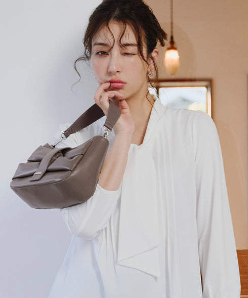 【安田美沙子さん着用 / アウトレット / 2way】リボンギャザーミニバッグ