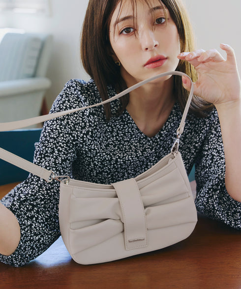 【安田美沙子さん着用 / アウトレット / 2way】リボンギャザーミニバッグ