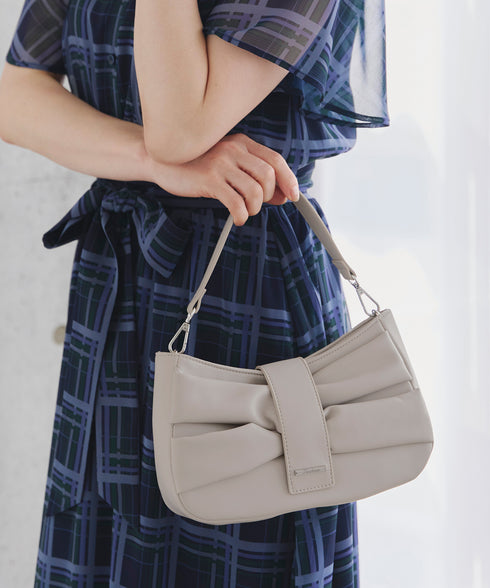 【安田美沙子さん着用 / アウトレット / 2way】リボンギャザーミニバッグ