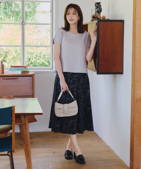 【安田美沙子さん着用 / アウトレット / 2way】リボンギャザーミニバッグ