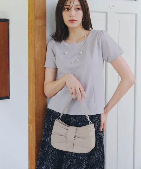 【安田美沙子さん着用 / アウトレット / 2way】リボンギャザーミニバッグ