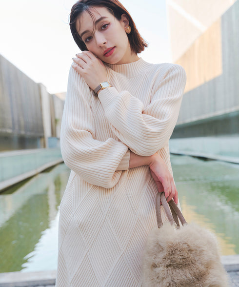 フェイクファー巾着バック