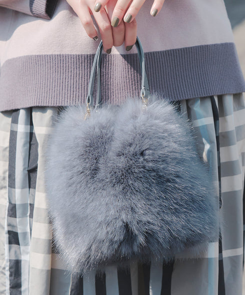 フェイクファー巾着バック