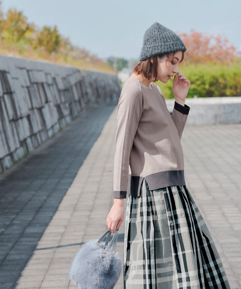 フェイクファー巾着バック