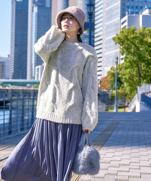 フェイクファー巾着バック