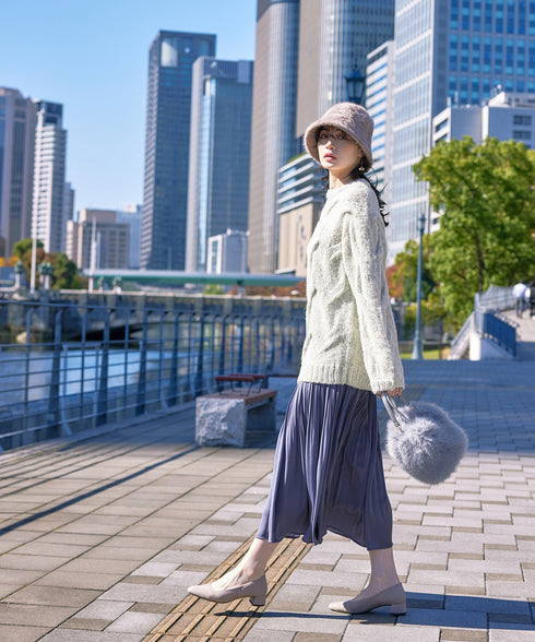 フェイクファー巾着バック