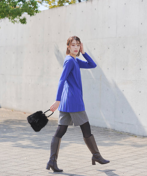 フェイクファー巾着バック