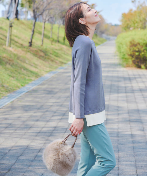 フェイクファー巾着バック