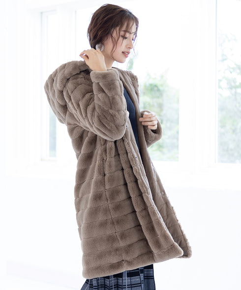 【リバーシブル】エコファーキルティング2wayコート