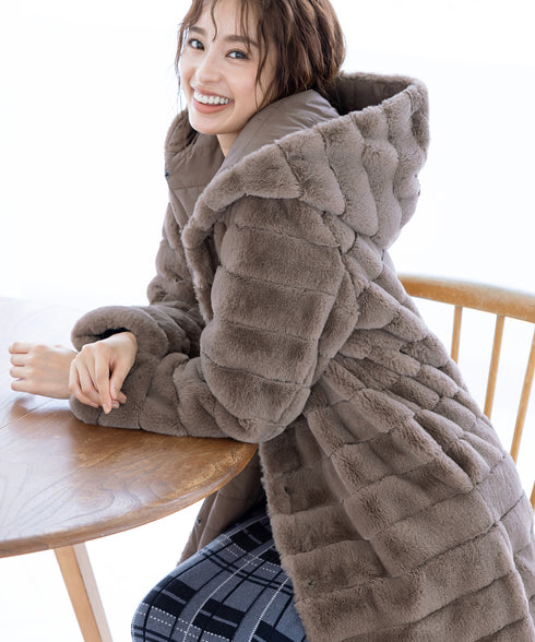 【リバーシブル】エコファーキルティング2wayコート