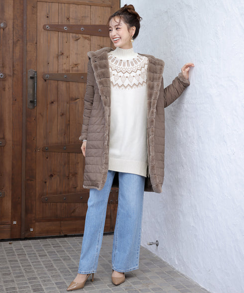 【リバーシブル】エコファーキルティング2wayコート