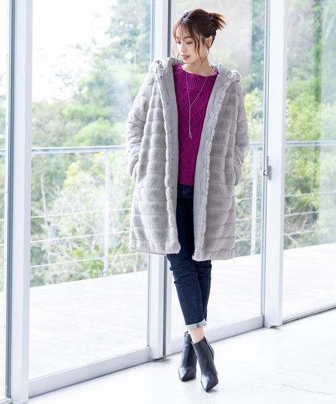 【リバーシブル】エコファーキルティング2wayコート