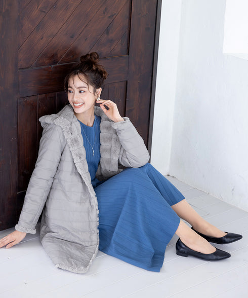 【リバーシブル】エコファーキルティング2wayコート