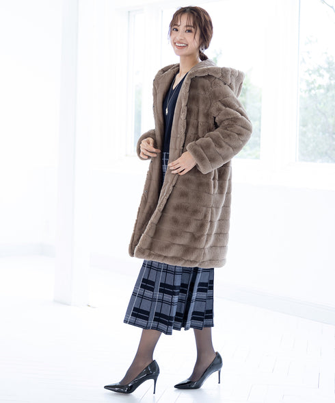 【リバーシブル】エコファーキルティング2wayコート