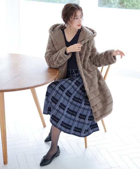 【リバーシブル】エコファーキルティング2wayコート