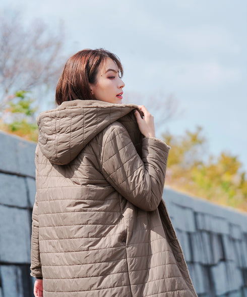 【リバーシブル】エコファーキルティング2wayコート