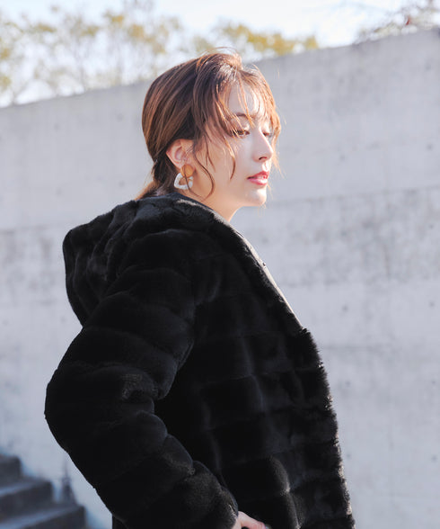 【リバーシブル】エコファーキルティング2wayコート