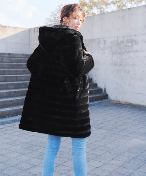 【リバーシブル】エコファーキルティング2wayコート