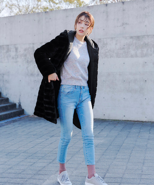 【リバーシブル】エコファーキルティング2wayコート