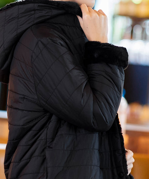 【リバーシブル】エコファーキルティング2wayコート