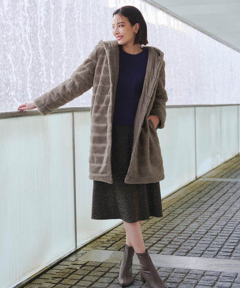 【リバーシブル】エコファーキルティング2wayコート