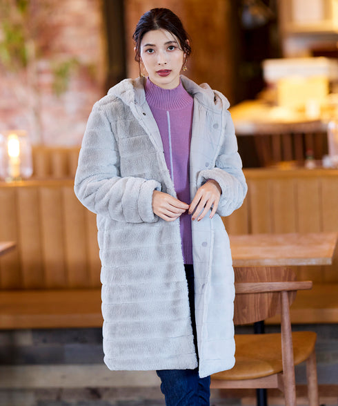 【リバーシブル】エコファーキルティング2wayコート