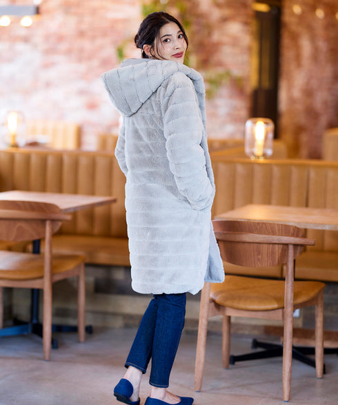 【リバーシブル】エコファーキルティング2wayコート