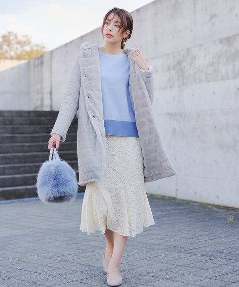 【リバーシブル】エコファーキルティング2wayコート