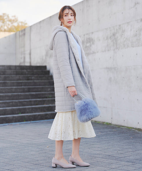 【リバーシブル】エコファーキルティング2wayコート