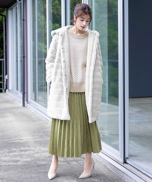 【リバーシブル】エコファーキルティング2wayコート