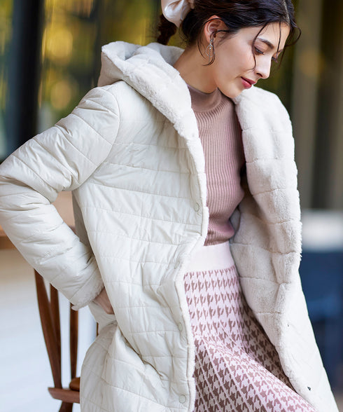 【リバーシブル】エコファーキルティング2wayコート