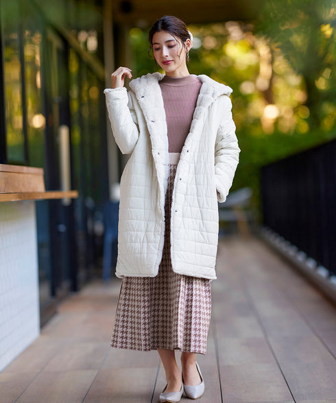 【リバーシブル】エコファーキルティング2wayコート