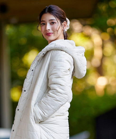 【リバーシブル】エコファーキルティング2wayコート