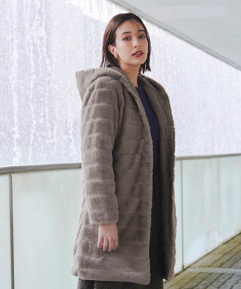 【リバーシブル】エコファーキルティング2wayコート