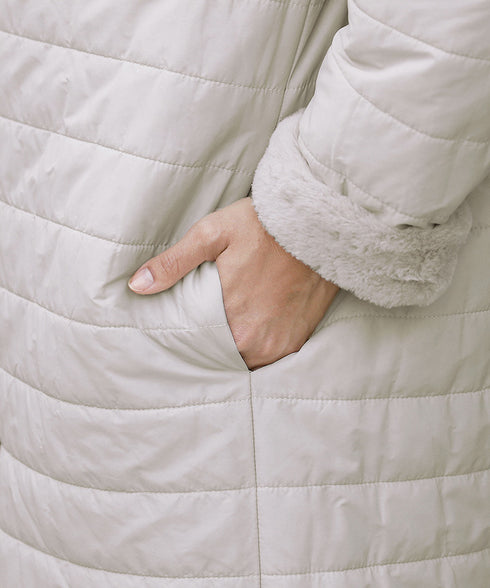 【リバーシブル】エコファーキルティング2wayコート