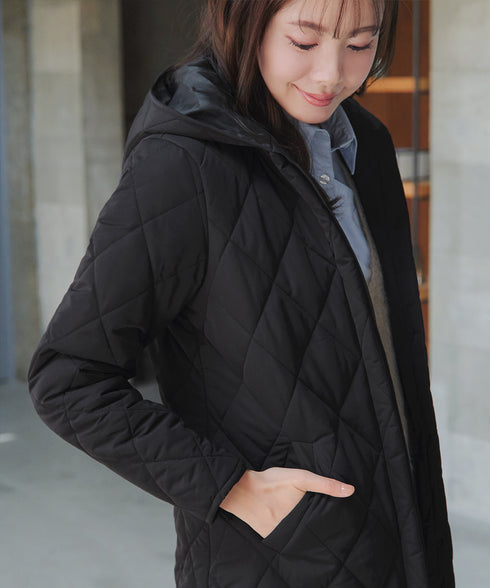 【安田美沙子さん着用】中綿キルティングフードコート