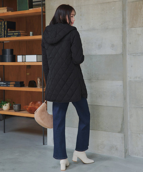 【安田美沙子さん着用】中綿キルティングフードコート