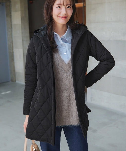 【安田美沙子さん着用】中綿キルティングフードコート